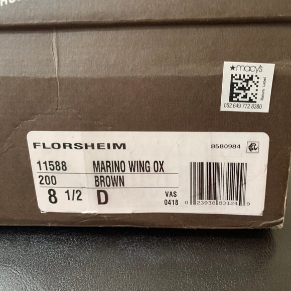 NIB Florsheim Marino Wing Tip Brown 8 1/2 D - Picture 6 of 6